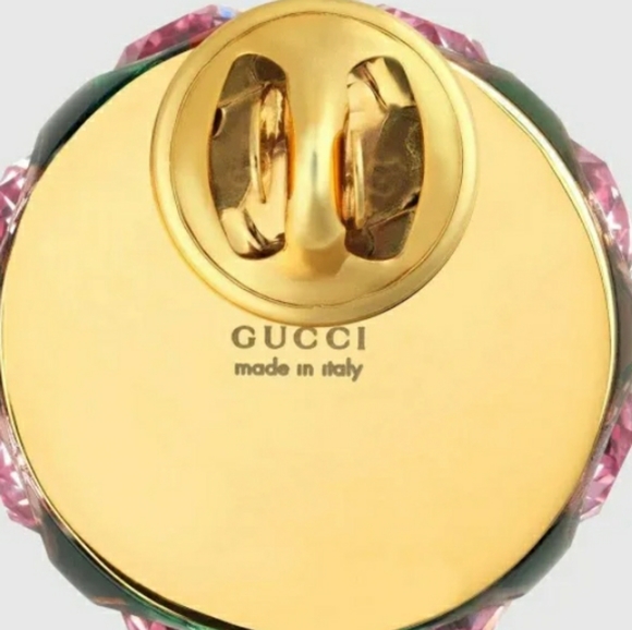 Gucci Web Green/Red Resin and Crystal Sylvie Brooch - Picture 2 of 4